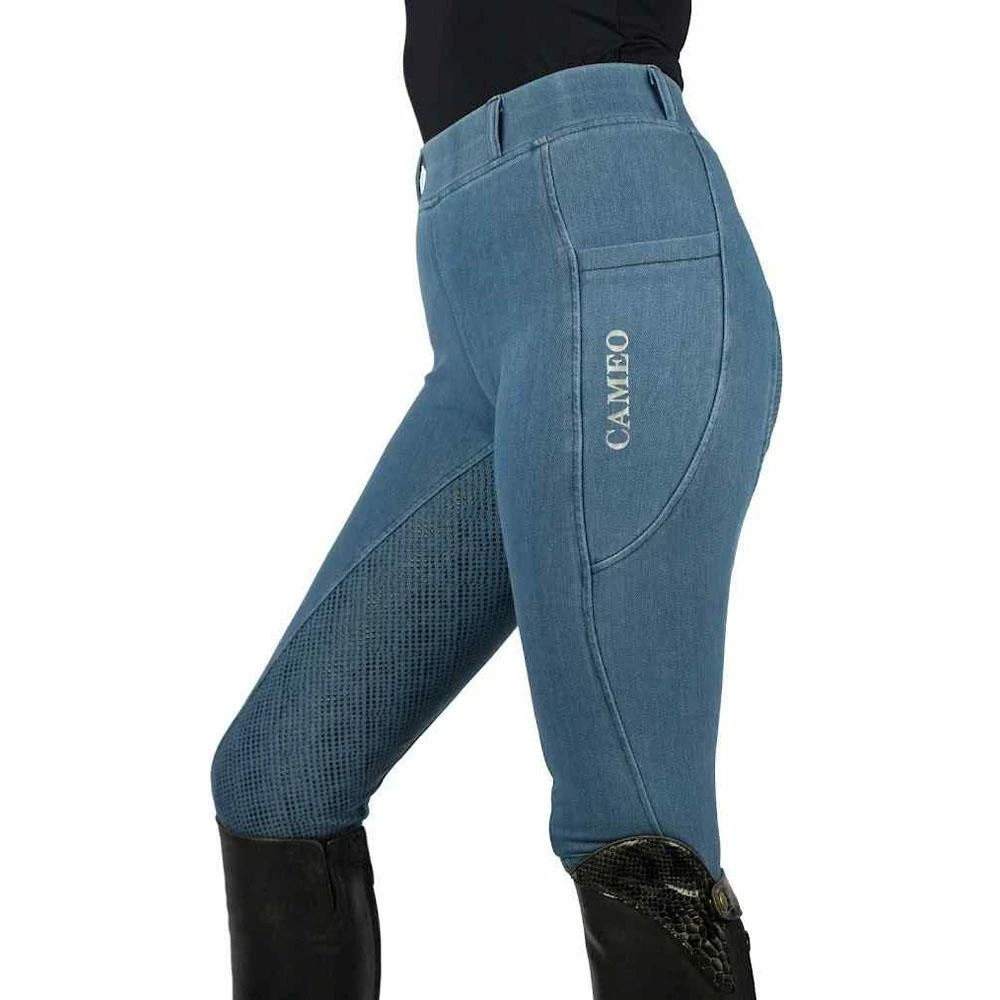 Cameo Equine Performance Denim Horse Riding Tights With Phone Pocket & Grip Seat 3 Cameo Equine Performance Denim Horse Riding Tights With Phone Pocket & Grip Seat