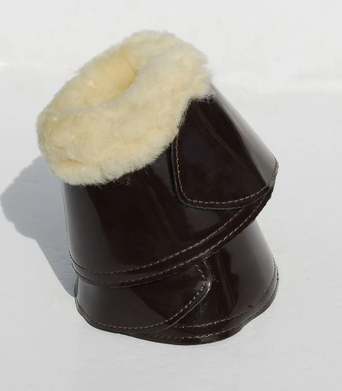 Rhinegold Sheepskin Trim Patent Overreach Boot 3 Rhinegold Sheepskin Trim Patent Overreach Boot