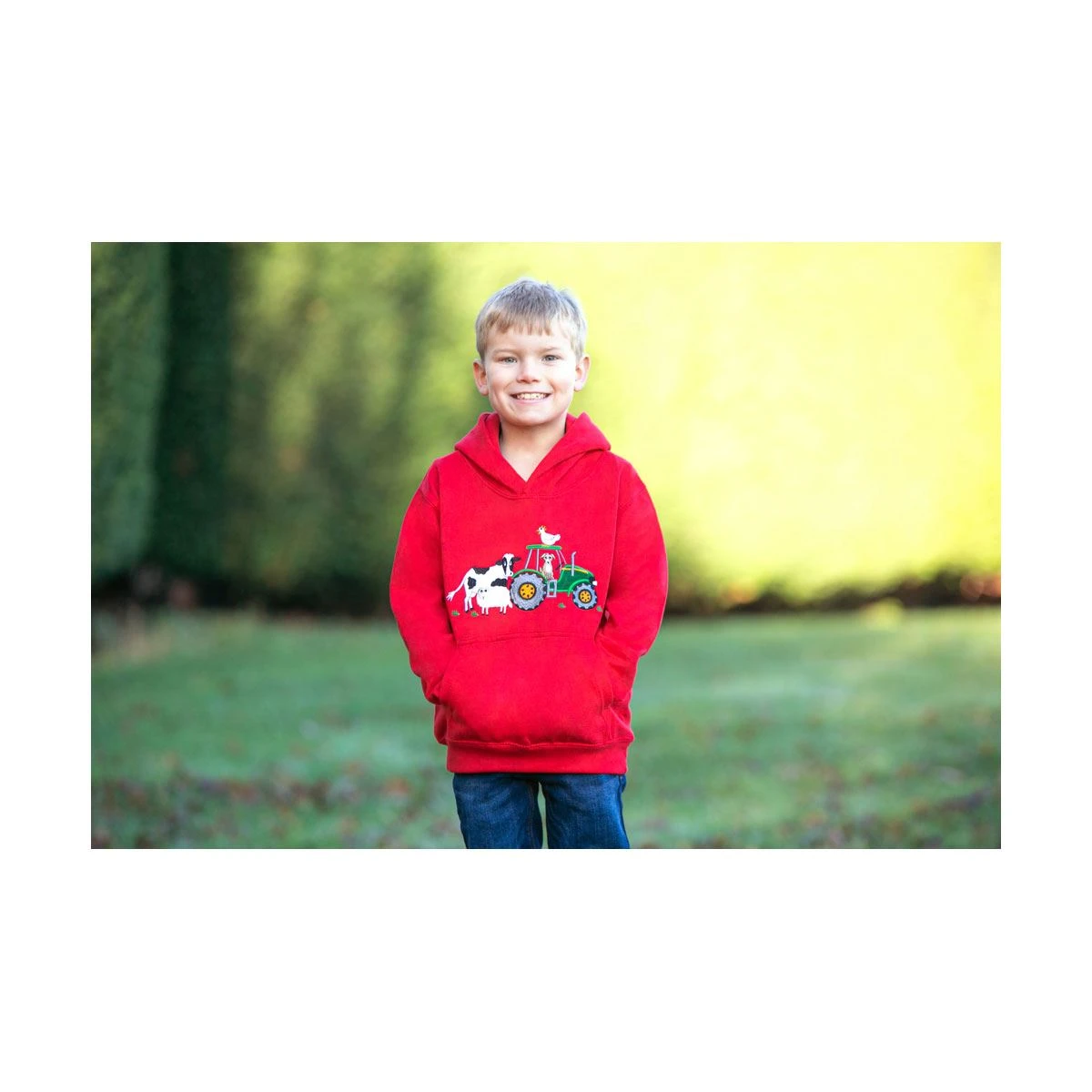 British Country Collection Farmyard Childrens Applique Hoodie 2 British Country Collection Farmyard Childrens Applique Hoodie